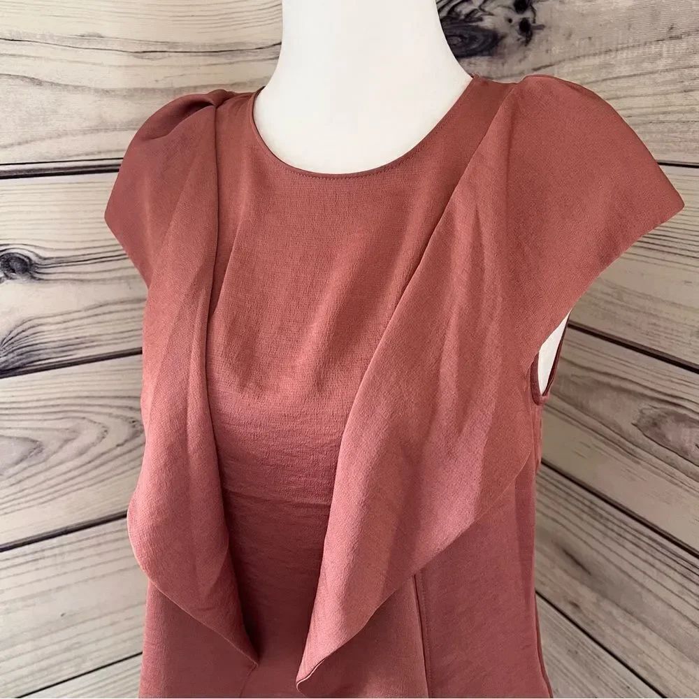 Express Ruffle Flounce Cap Sleeve Silky Top - Picture 2 of 6